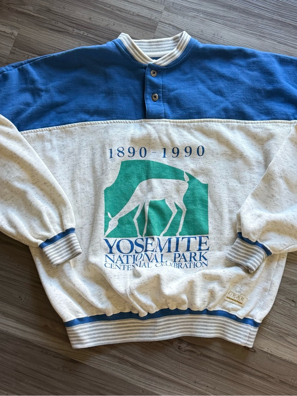 Vintage Yosemite Crewneck Sweatshirt - Blue, Cream & Green, M